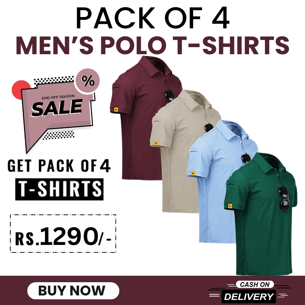 Men's Polo Premium Cotton T-Shirts | Pack of 4