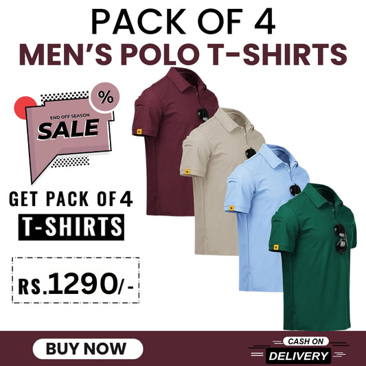 Men's Polo Premium Cotton T-Shirts | Pack of 4