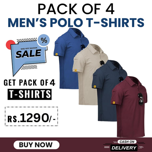 Men's Polo Premium Cotton T-Shirts | Pack of 4