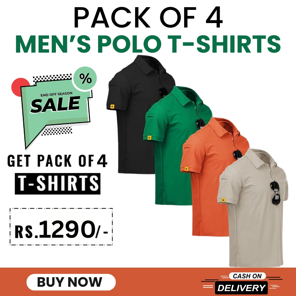 Men's Polo Premium Cotton T-Shirts | Pack of 4
