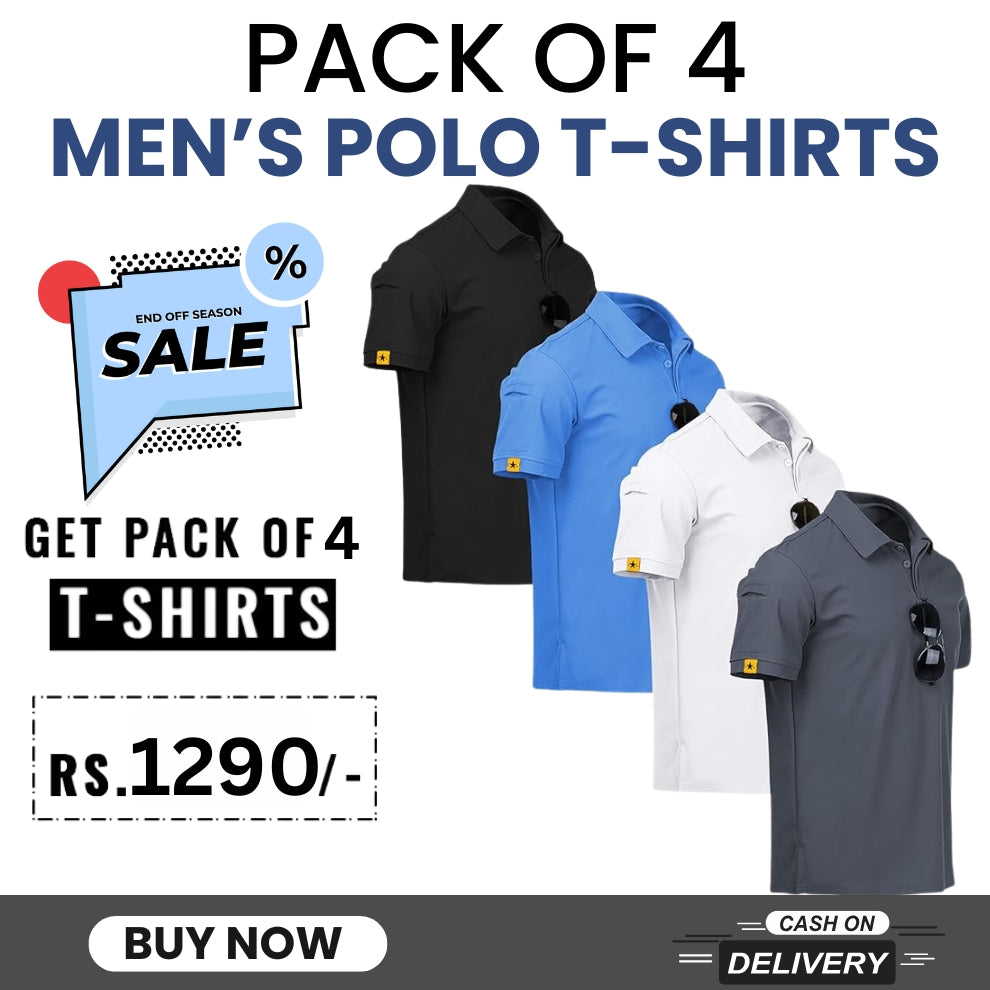 Men's Polo Premium Cotton T-Shirts | Pack of 4